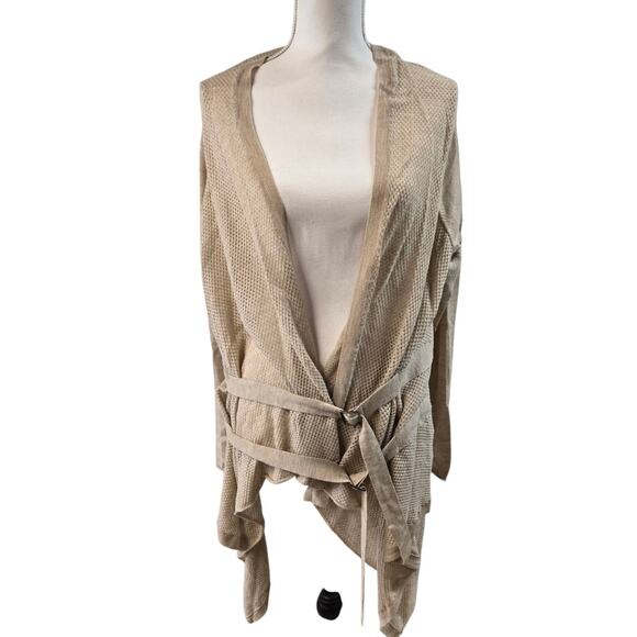 Zadig & Voltaire Cardigan Sweater Womens Neutrals Beige Buckles Scarf Hem - Picture 5 of 9